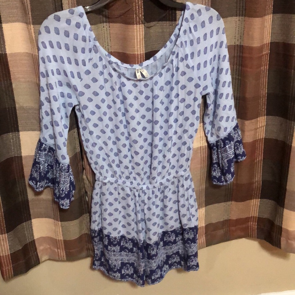 Blue romper with design